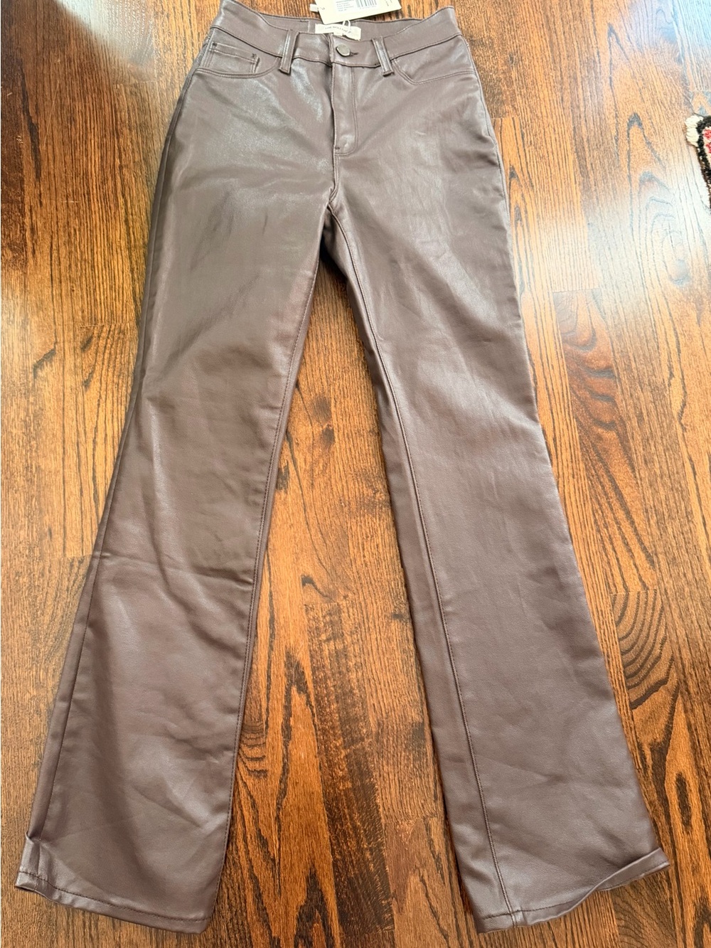 Noli Faux Leather Flare Pants in Chestnut Brown